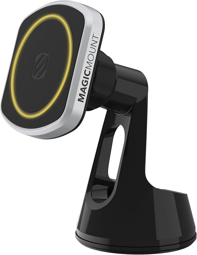 Scosche MP2ROWD MagicMount Pro2 MagSafe Car Dashboard/Windshield Suction Mount, Magnetic Cell Phone Holder Compatible with iPhone 16/15/14/13/12 Series and More with Included MagicRing Adapter