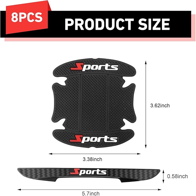 8PCS Car Door Protectors, Sports Auto Door Handle Scratch Protector, Self-Adhesive Anti-Scratch Car Doors Cup Scratchs Protector Handle Bowl Sticker, Universal for Most Cars SUVs Trucks