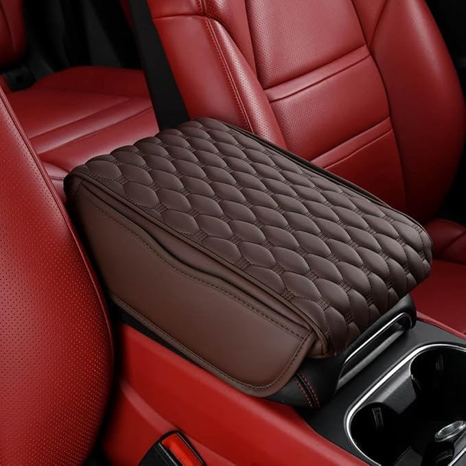 for Subaru Forester SG 2.Gen 2002 2003 2004 2005 2006 2007 2008 Car Center Console Cover, Leather Memory Foam Protection Pad, Hand Rest Pillow with Height Increase, Interior Accessory,Brown