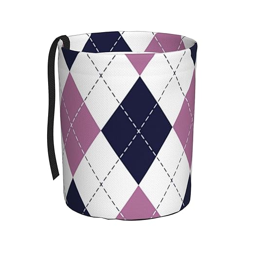 Purple White Argyle Car Trash Can Garbage Cans Foldable,Cute Hanging Car Organizer and Storage Bag Leak Proof, Auto Back Seat Trash Bin Universal for Truck, SUV, Outdoor Travel