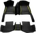 Customize Car Floor Mats for 99% Sedan SUV Sports Car All Weather Leather Full Coverage Waterproof Non-Slip Vehicle Lining Pads (Black Yellow Stitching)