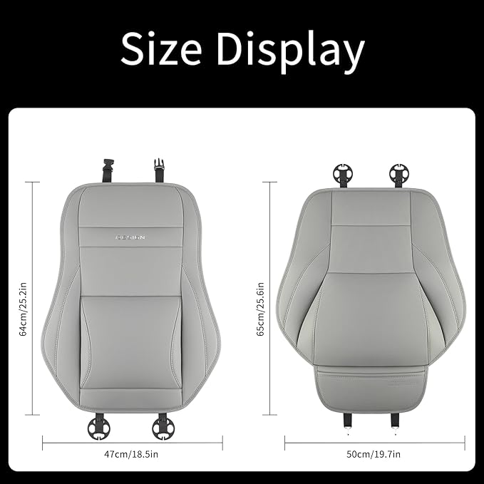 Gripure Car Seat Cover Protector for Front Seats – Waterproof, Breathable Faux Nappa Leather, Airbag Compatible, Dual Support for Waist & Legs, Universal Fit for Sedans, SUVs, Pickups (2pcs, Gray)
