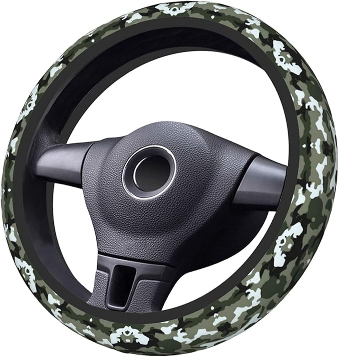 Camouflage Print Car Steering Wheel Cover, 15 Inch Steering Wheel Cover Stylish Decor for Most Cars