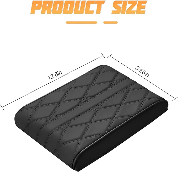 Mandark Car Center Console Cover, Soft Leather Memory Foam Automotive Armrest Seat Box Cushion Pad, Waterproof Comforable Vehicle Arm Rest Mat Accessories, Universal for RV, SUV, Truck (Black)