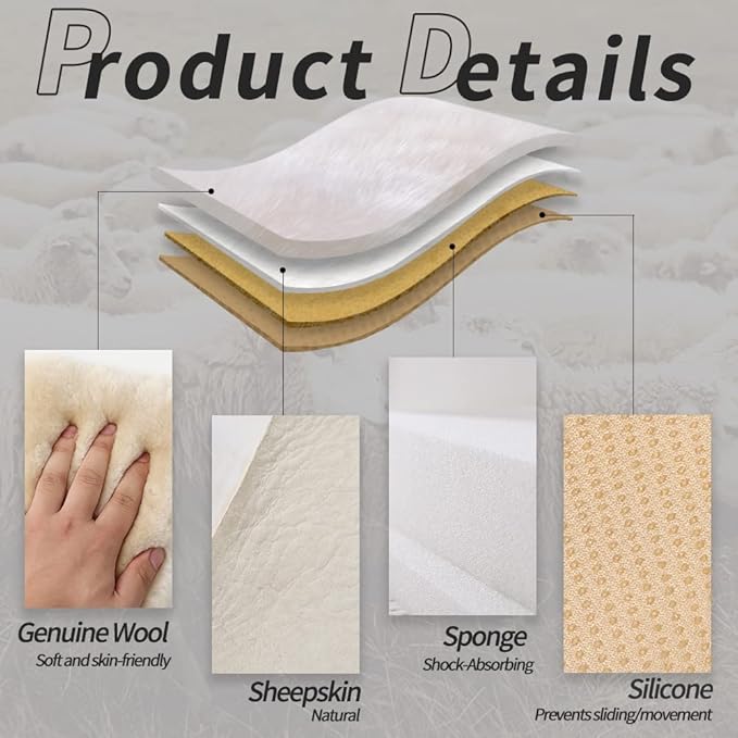 LLB Genuine Sheepskin Car Seat Cushion Seat Covers for Cars Trucks SUV Comfort Seat Protector Pad for Car Driver Seat Car Accessories for Women Office Chair Car Decor (Grey, Front Seat Cushion-1 Pc)