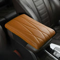 Car Center Console Cover Nappa Leather Memory Foam Armrest Box Seat Box Cushion Protector Pad Comfortable Height Increase Universal for Car Truck SUV (Strip,Brown)