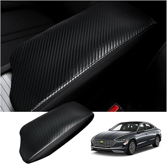Autorder Center Console Cover for Hyundai Sonata 2020 2021 2022 2023 Accessories Carbon Fiber Armrest Cover Anti-Scratch Middle Console Pad Leather Armrest Protector