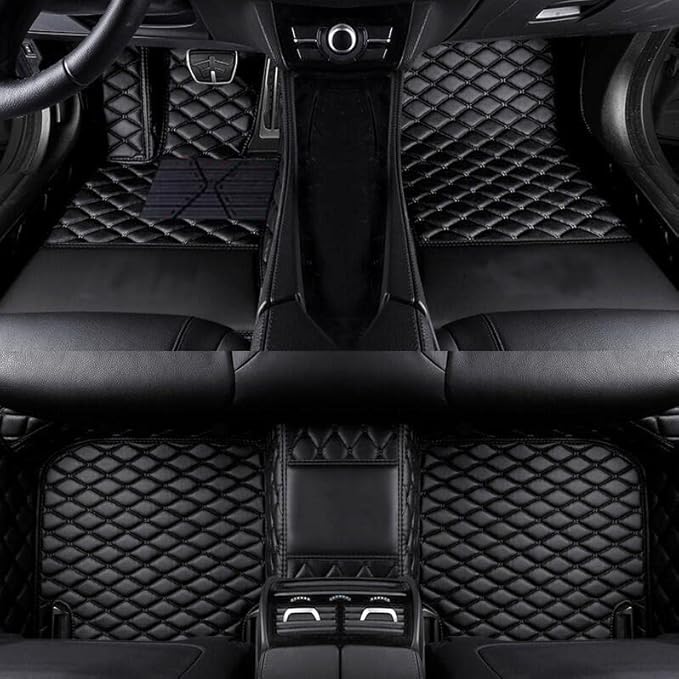Custom Fit Car Floor Mats by SARAHS - Waterproof PU Leather Full Coverage for Most Cars, SUVs, and Trucks - Automotive Liners to Protect Vehicle Interior Floor Accessories (Black)