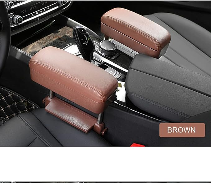 AOWIS Car Console Armrest Box Arm Rest Height Adjustable Comfort Elbow Pad Universal (Brown)
