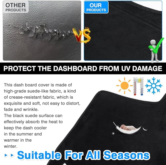 CARTIST Dash Cover for Ford F150 2004 2005 2006 2007 2008/Lincoln Mark LT [Anti-Glare and Sun Protection] Suede Dashboard Cover for F150 Accessories Anti-Slip Silicone Back