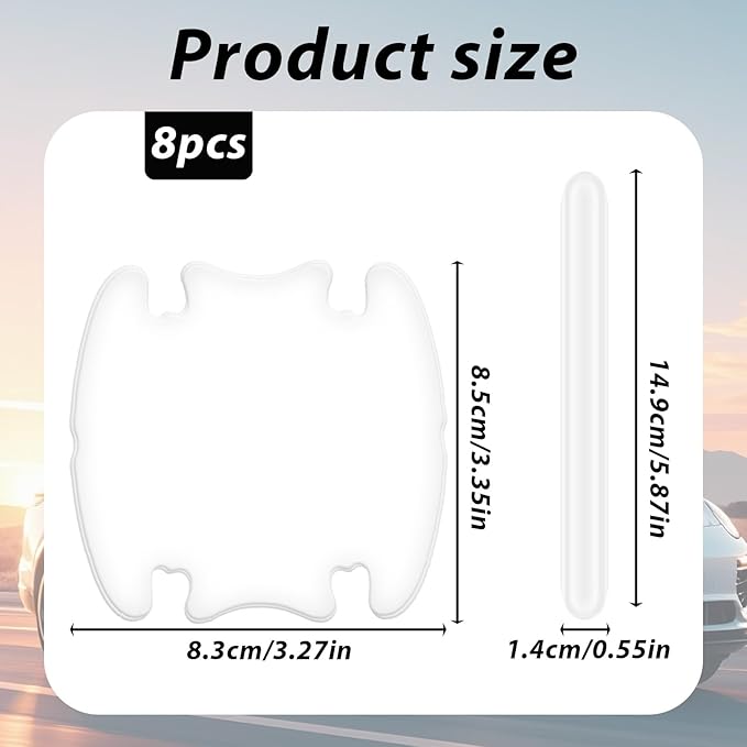 TIESOME 8 PCS Car Door Handle Anti-Scratches Sticker, Silicone Clear Car Door Handle Protector Durable & Waterproof Universal Cars Handles Protectors for Cars SUVs Trucks Sedans