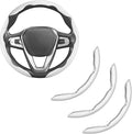 Carbon Fiber Steering Wheel Cover 3pcs Anti-Slip Car Steering Wheel Accessories Snap on Grip 15 inch Universal White