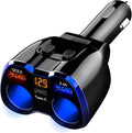 Car Charger, 150W 2-Socket Cigarette Lighter Splitter QC 3.0 Dual USB Ports 1 USB C Fast Car Adapter with Separate Switch LED Voltmeter Replaceable 15A Fuse for GPS/Dash Cam/Phone/iPad