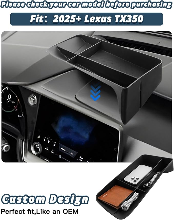 Ruiya 2024-2026 TX350 Behind Screen Organizer for Leuxs TX350 Accessories TPE Dash Storage Tray Compatible with 2024 2025 2026 Leuxs TX 350/TX 350 Premium/TX 500h F Sport/TX 550h+/TX 550h+ Luxury