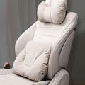 Car Neck Pillow Set for BMW M5 Touring 2025, Leather Car Headrest Lumbar Support Waist Backrest Head Support Cushion,BeigeWhite