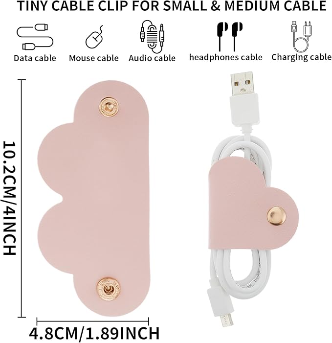 6 Pieces Cord Organizer, PU Leather Cable Organizer Reusable Cable Straps Clips Wire Ties Charging Cord Power Cord Earphone USB Holder Multipurpose Cord Holder Keeper Manager Management
