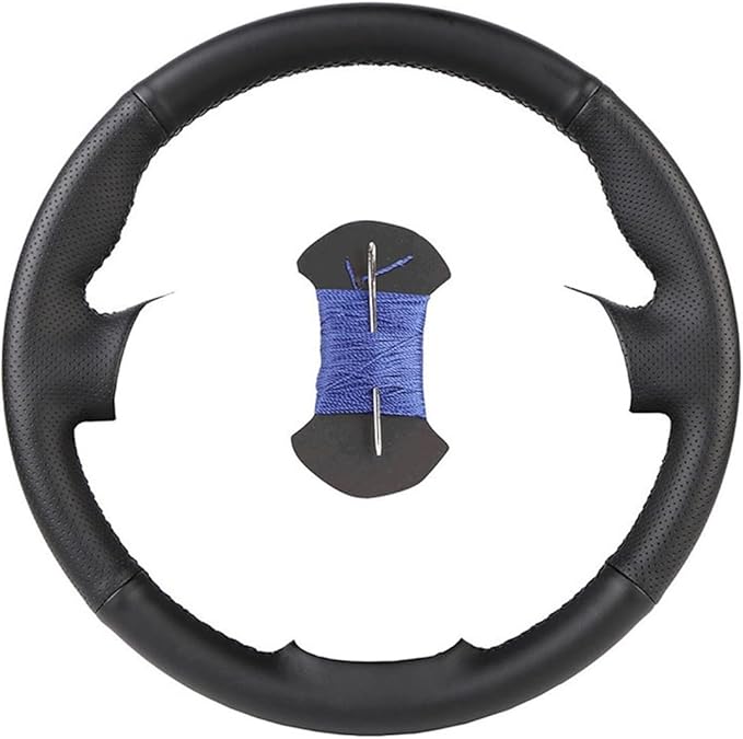 Custom Microfiber Leather Steering Wheel Cover fit for 1998-2005 206, 206 SW, 206 CC - Slip-On Design(A-Blue thread)