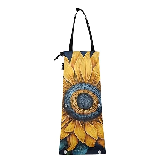 ALAZA Hanging Car Trash Bags Garbage Bag Trash Can for Back Seat Small Sunflower 2 Washable Storage Bag Retractable 2 Pack