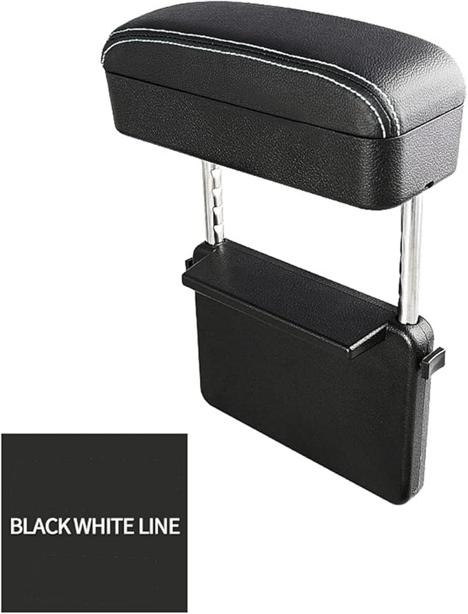 AOWIS Car Console Armrest Box Arm Rest Height Adjustable Comfort Elbow Pad Universal (Black White)