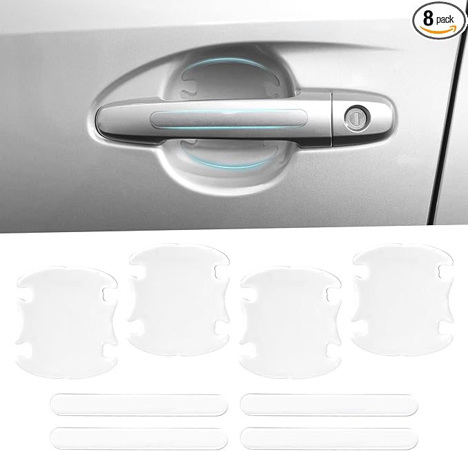8PCS Car Door Handle Protector, Auto Door Bowl Anti-Scratches Silicone Guards, Car Bumper Rearview Mirrors Anti-Collision Strips for Cars Trucks SUVs (Transparent)