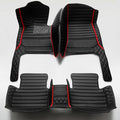 Custom Fit Car Floor Mats for Most Cars, SUVs, Trucks - Waterproof PU Leather All-Weather Floor Liners - Durable Anti-Slip Interior Car Accessories to Protect Vehicle Floors (All Black+Red bar)