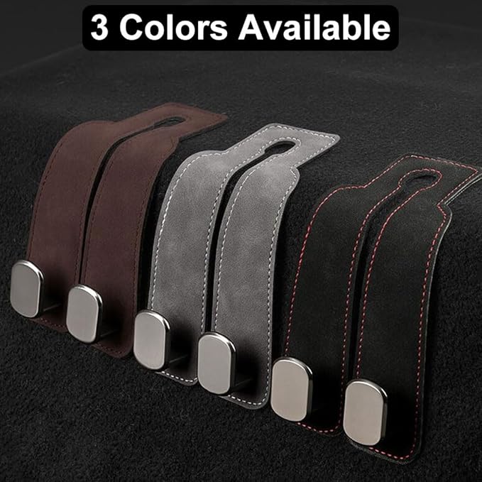 SUNCARACCL 2 Pack Car Seat Headrest Hook, Car Purse Hook Car Hooks for Purses and Bags, Car Seat Back Storage Hook Double Hook Holder Car Organization Accessories(Black)