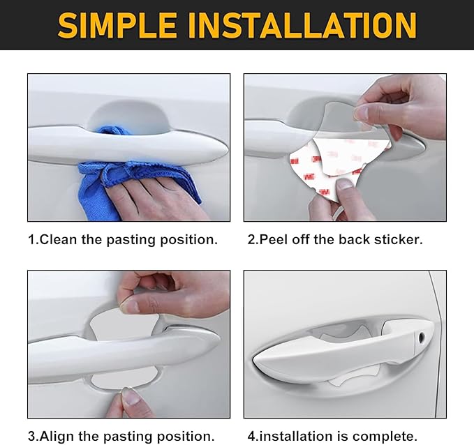 4Pcs Car Door Handle Protector,Waterproof Anti-Scratch Stickers Covers,Transparent Universal Car Door Handle Protector Accessories