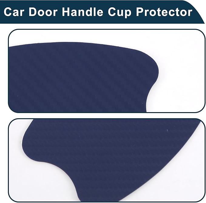 Car Magnet Car Door Handle Scratch Protector 73x95mm Anti-Scratches| Door Handle Protective Film Carbon Fiber Blue 4 Pcs