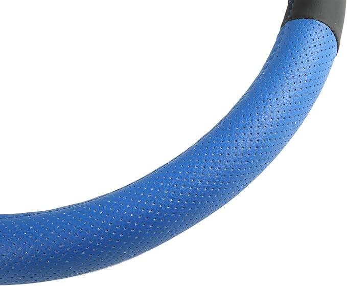 West Llama 3D Texture Steering Wheel Cover for Toyota, Anti-Slip Design, Premium Leather, Custom Fit for 14.5-15 inch, Stylish Interior Decoration(Blue+Black-Standard Size)