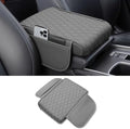 Car Center Console Armrest Cover, Leather Car Center Console Cover Cushion with 2 Storage Bags, Universal Center Console Pad Thickened Memory Foam Car Armrest Lids Storage Box (Gray)