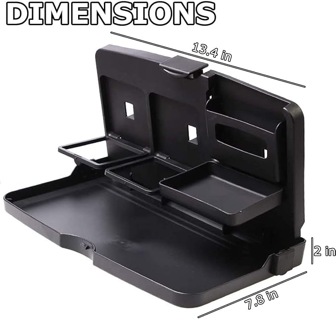 VaygWay Foldable Car Food Tray Holder Multi- Functional Portable Auto Food and Drink Tray – Black Eating Organizer Backseat Car Tray – Kids Table Holder Desk- Laptop, Meal (1 Pk Black)