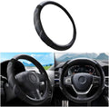 Mandark Car Steering Wheel Cover, Elastic Sport Leather Vehicle Steering Wheel Protector, Non-Slip Soft Grip Padded Auto Interior Protective Accessories, 14.5-15 Inch Universal Fit（Black）