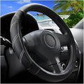 Car Steering Wheel Cover, 15 Inch Carbon Fiber Leather Non-Slip Steering Wheel Protector with Lining, Breathable Automotive Interior Accessories, Universal for SUV RV Truck (Black)