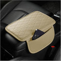 Car Center Console Cover, Leather Vehicle Armrest Seat Box Pad Cushion with 2 Storage Bags, Automotive Interior Arm Rest Protector Accessories, Universal for SUV, Sedan, Truck (Beige)