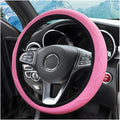zipelo Elastic Stretch Steering Wheel Cover, Microfiber Breathable Ice Silk, Universal 15 Inch Anti-Slip Car Steering Wheel Protector, Warm in Winter and Cool in Summer for Women (Style2-Pink)
