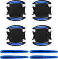 8PCS Car Door Handle Scratch Protectors, 3D Carbon Fiber Door Handle Bowl Cover Guards for Vehicles, Reflective Automotive Doors Handles Cup Accessories Paint Protective Film Sticker (Blue)