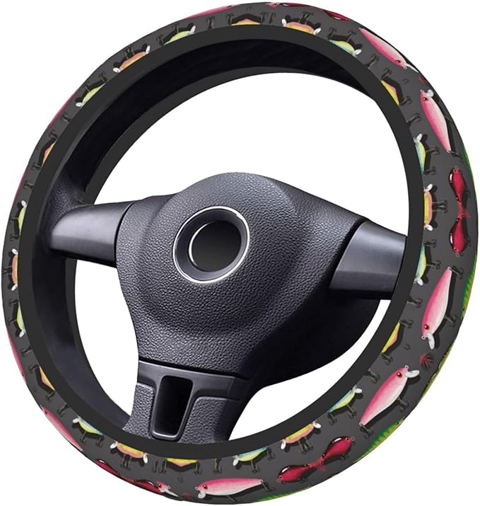 Fishing Lure Universal Fit Steering Wheel Cover for Car, Truck, and SUV, Durable Steering Wheel Protection