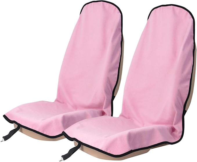 nbnhxnff Sweat Towel Car Seat Cover Protector Front Seats for Gym Workout, Running, Swimming, Beach and Hiking, Waterproof Universal Seat Cover for Car, Trucks, Van & SUV (Pink, 2pcs Front Seat)
