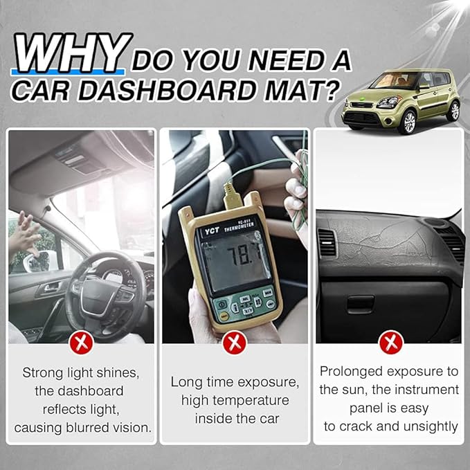 CARTIST Soul Dash Cover-Dashboard Cover for 2010 2011 2012 2013 Kia Soul No Glare Pad Dash Mat for Soul Interior Accessories[Non-Slip and Sun Protection]