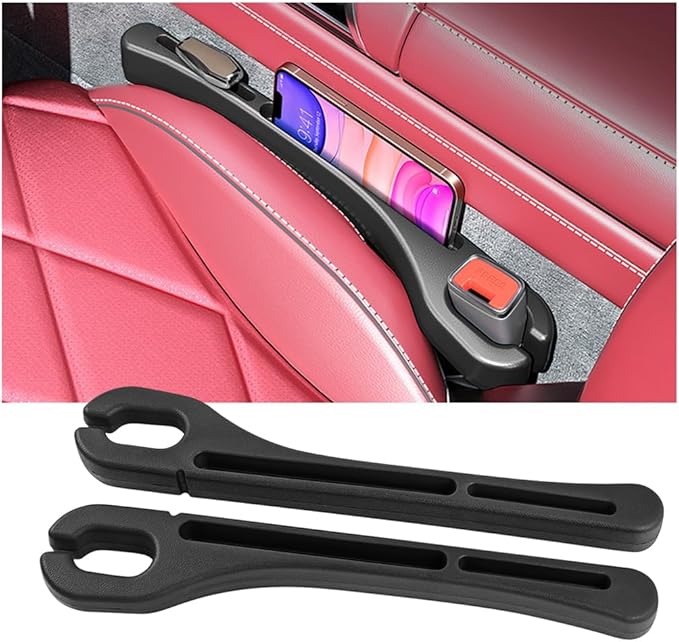 Mandark Car Seat Gap Filler, 2PCS Vehicle Seat Gap Fill Organizer with Phone Holder for Prevents Items Falling, Auto Interior Crevice Blocker Stop Accessories, Universal for SUV Sedan Truck (Black)