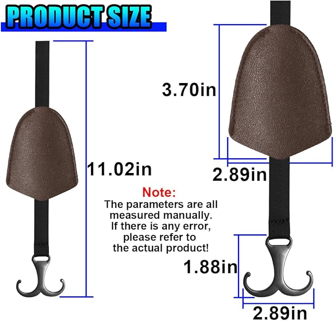2PCS Car Seat Hooks for Headrest, Leather Car Seat Back Storage Hanger with Double Hooks, Universal Hidden Auto Organization Accessories for Purses, Bags, Umbrellas, Handbags (Coffee)