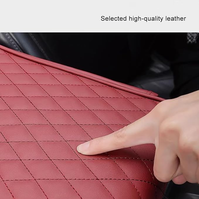 Car Armrest Pad for Ford Mustang Mach-E 2021 2022 2023 2024 2025 2026 Leather Armrest Box Mat Center Console Cushion Pad Universal Armrest Seat Box Cover Protector,Red