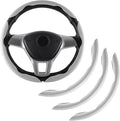 Amiss 3pcs Carbon Fiber Anti-Skid Steering Wheel Cover, Waterproof & Segmented Butterfly Design, Universal 99% Vehicle Wheel Cover Protector, Car Interior Accessories, White