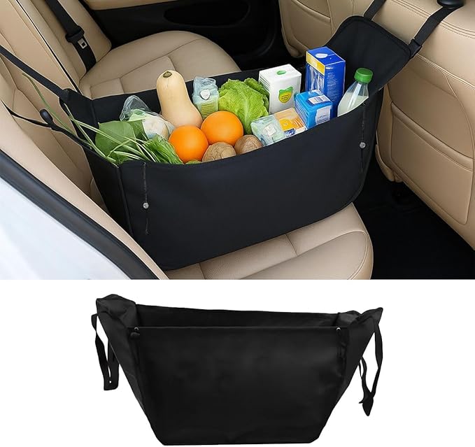 Car Seat Organizer, Oxford Cloth Backseat Car Storage Bag with Drawstrings, Large Capacity Passenger Seat Organizer, Hammock Foldable Hanging Travel Bag for Road Trip (1PC)
