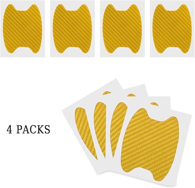 XINLIYA 4PCS Car Door Handle Protector Sticker, Universal Carbon Fiber Anti-Scratches Auto Door Handle Protective Film, Car Door Side Paint Cover Guard Stickers Fit for Most Car Handles (Gold)