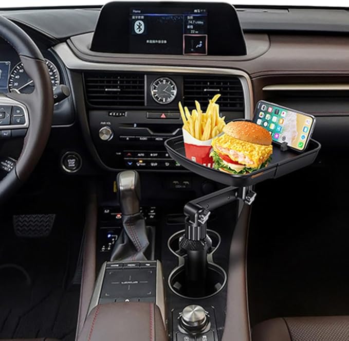Cup Holder Tray Table, Car Drink Holders Tray, 360º Rotation Adjustable Stretchable Non-Slip Car Tray for Eating, Portable Car Interior Organizer Accessories(Size:6-7.95x6.75inch)