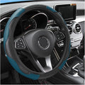 Fekey&JF Car Steering Wheel Cover, Universal Microfiber PU Leather Elastic 15 inch Stitching Color Anti-Slip Steering Wheel Protector, Auto Interior Protection Accessories for Men Women (Dark Green)
