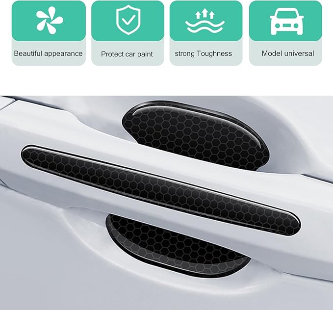 Car Door Handle Protector, Car Door Bowl Anti-Scratch Protective Sticker for, Waterproof Self-adhesive Personalized Colorful Decoration, Suitable for Most Car Accessories (Black)