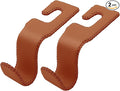 AMVOYOA Leather-Wrapped Car Headrest Hooks & Seat Back Organizer - 2 Pack U-Shaped Car Purse Holder for Bags, Coats, Handcrafted Stitching, Flexible Car Accessories for Women (Brown)