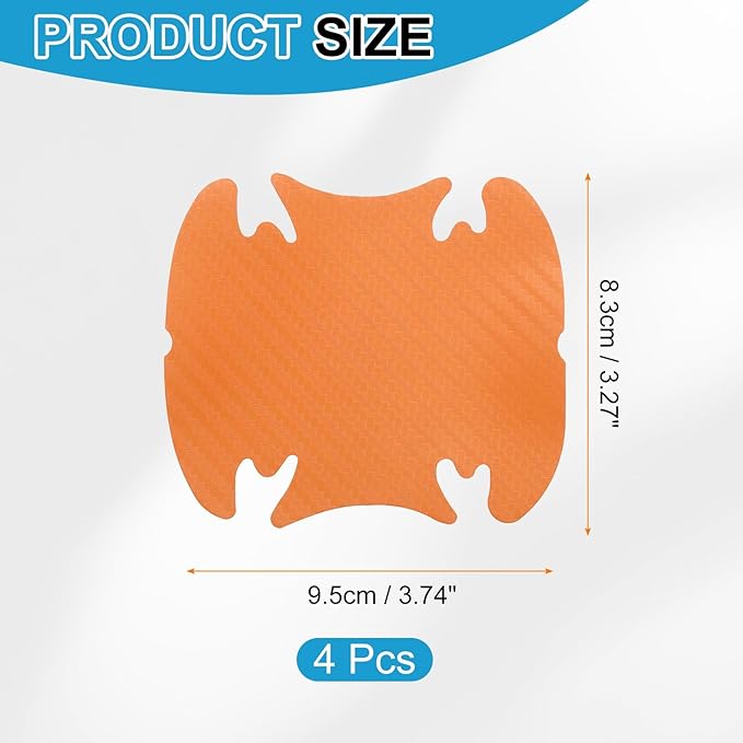 HARFINGTON 4pcs Car Door Handle Scratch Protectors Carbon Fiber Bowl Cover Anti Scratch 3D Sticker Automotive Door Handle Cups Protective Film Bowl Sticker for All Cars, Orange